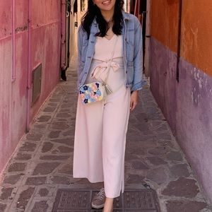 Club Monaco Tie Waist V Neck Jumpsuit Romper